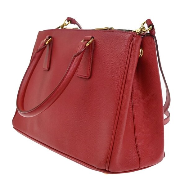 PRADA Logo Saffiano 2Way Shoulder Hand Bag Leather Red GHW - Picture 4 of 16